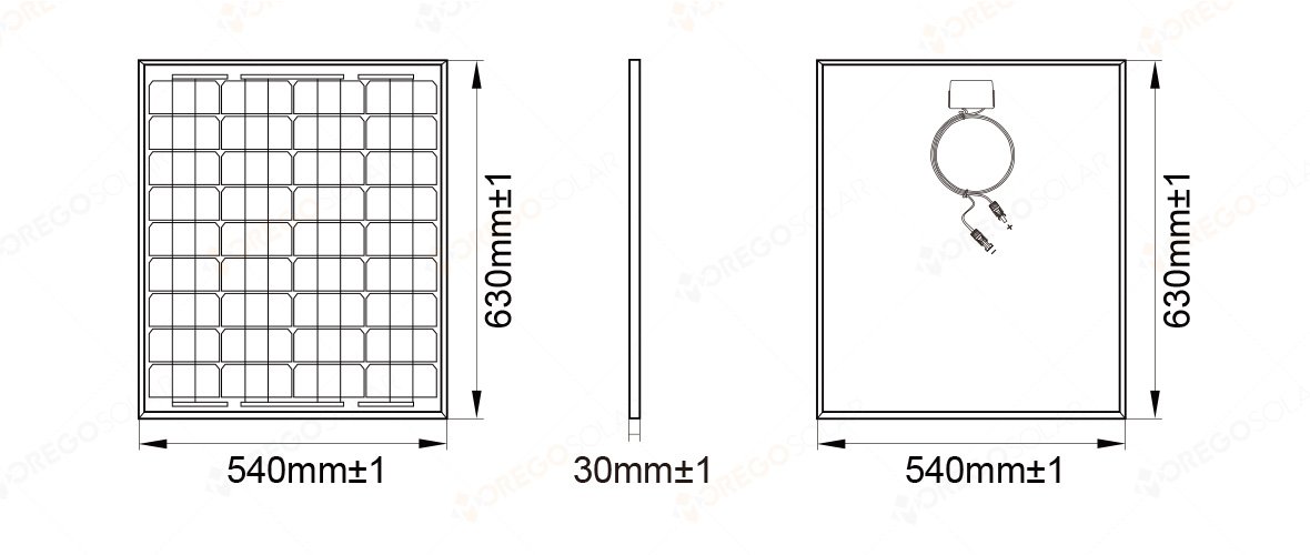 50w mono solar panel size