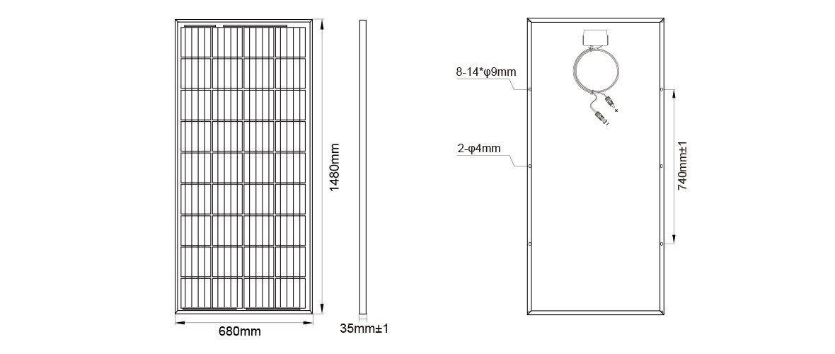 150w-165w mono solar panel size